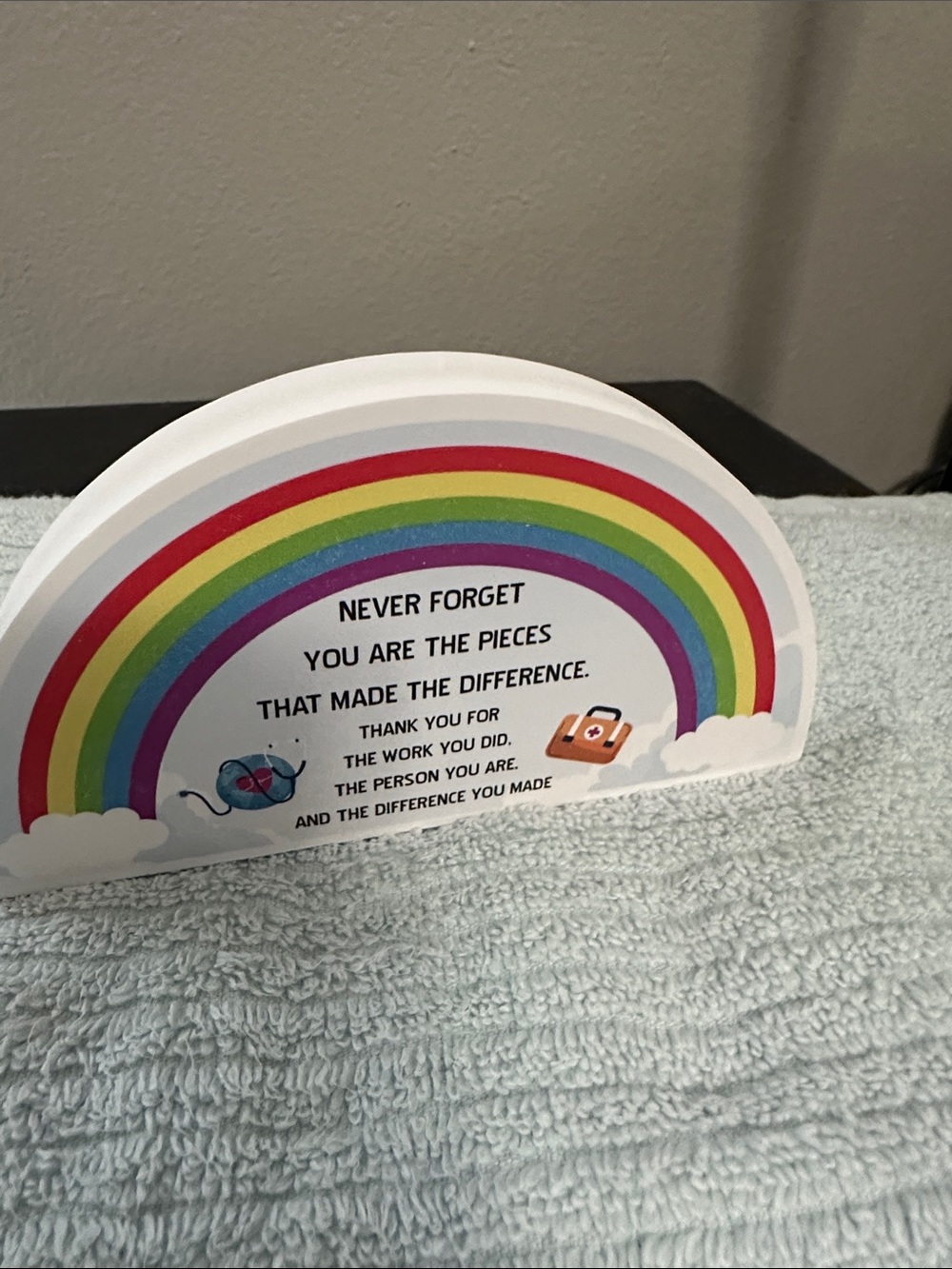 Inspirational Rainbow Desk Plaque - White NWT